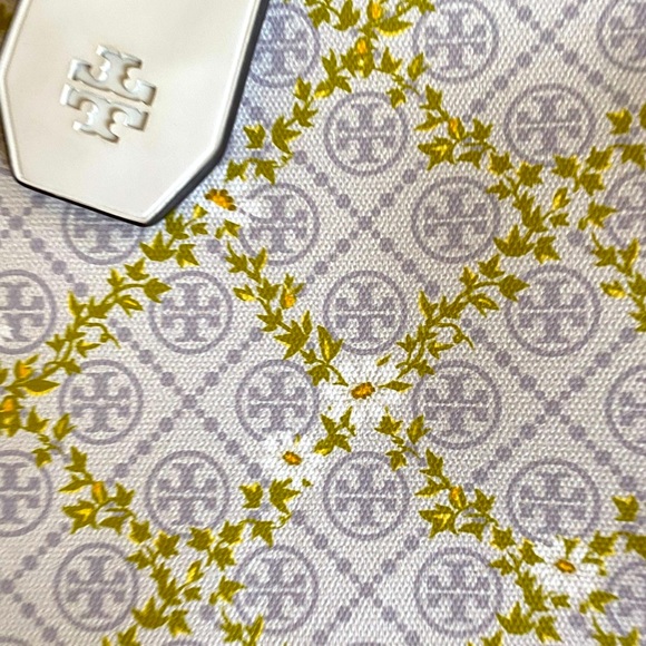 NEW Tory Burch T Monogram Floral Vine Top-Zip Tote Bag - Picture 5 of 9